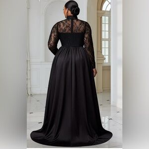 NWOT XPluswear Elegant Black Embroidered Evening Gown